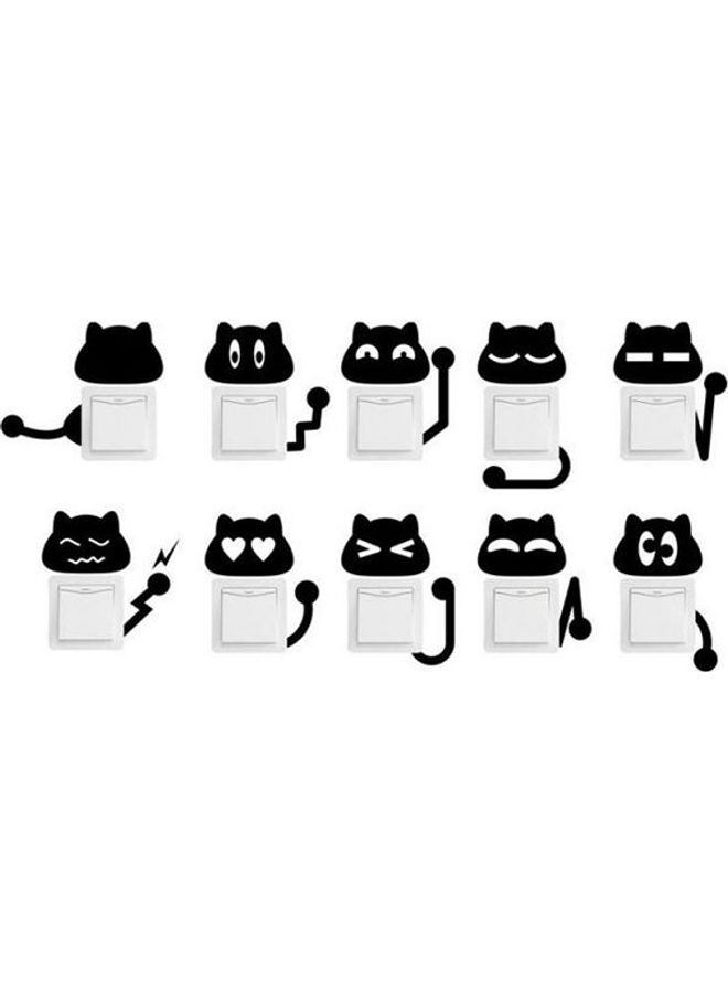 Cartoon Animal Pattern  Kitten Switch Stickers Wall Sticker Home Decoration Black 30X45cm - Image 1