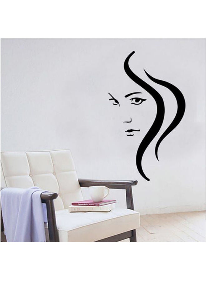 Long Hair Girl Wall Stickers Mall Salon Window Glass Door Decoration Black 45X60cm - Image 1
