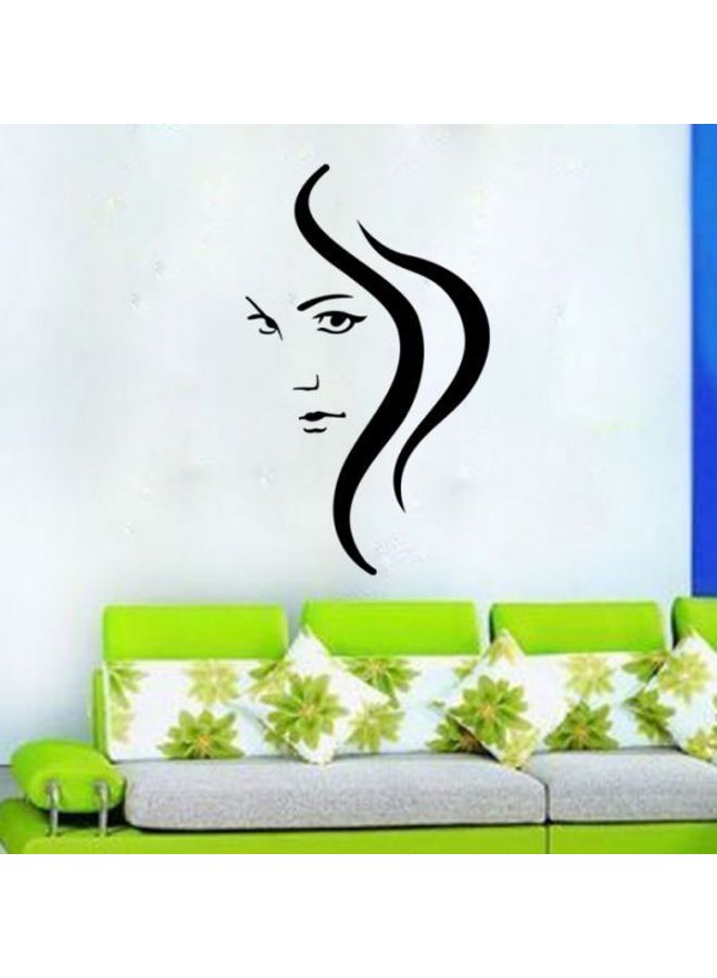 Long Hair Girl Wall Stickers Mall Salon Window Glass Door Decoration Black 45X60cm - Image 2