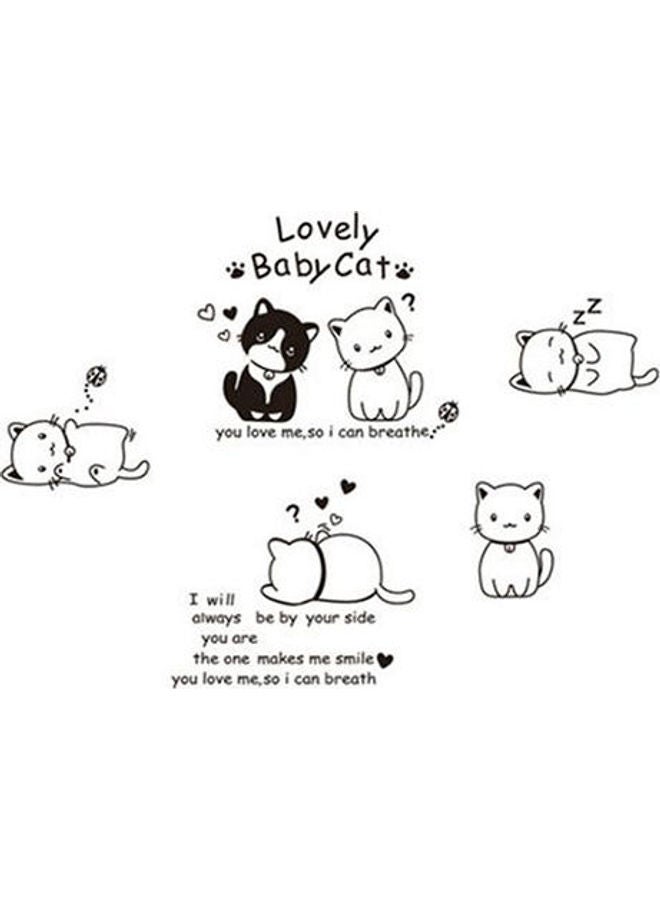 ملصق جداري ورقي قابل للإزالة مطبوع بحروف إنجليزية لعبارة "Lovely Baby Cats" بتصميم قطط صغيرة لديكور المنزل أسود 60X90سم - Image 1