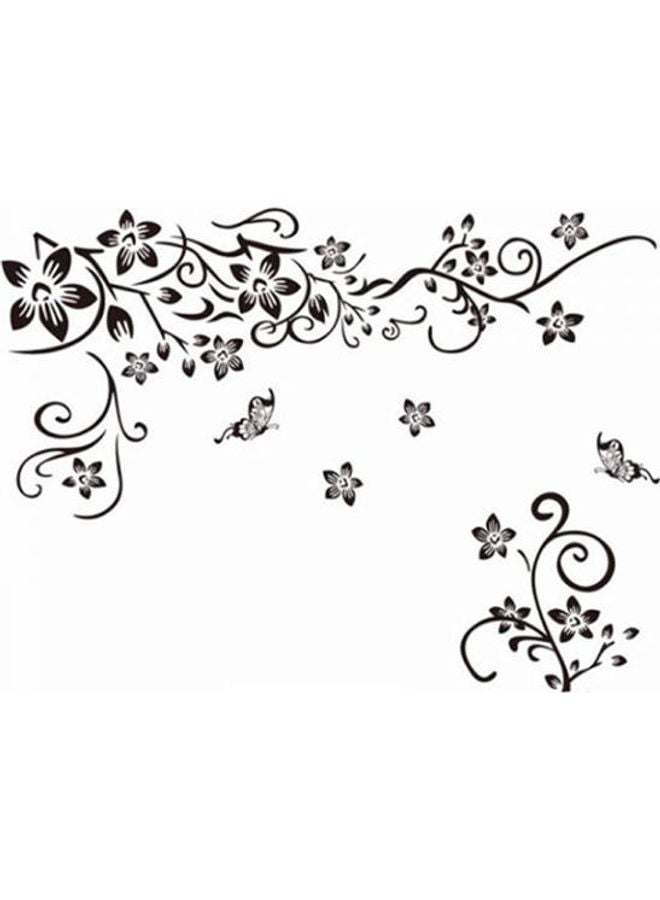 Murals Wall Stickers,  Rattan Flower Butterfly Removable Wall Decor Decal Sticker Black 100X160cm - Image 1
