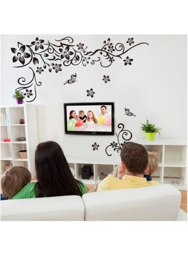 Murals Wall Stickers,  Rattan Flower Butterfly Removable Wall Decor Decal Sticker Black 100X160cm - Image 2