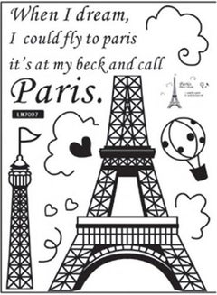 Romantic Paris Eiffel Tower Beautiful View Of France Diy Wall Wallpaper Stickers Art Decor Black 70X50cm