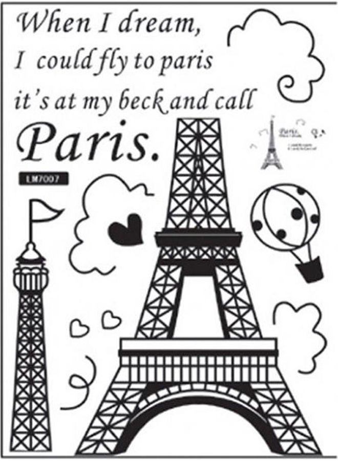 Generic - Romantic Paris Eiffel Tower Beautiful View Of France Diy Wall Wallpaper Stickers Art Decor Black 70X50cm - Image 1