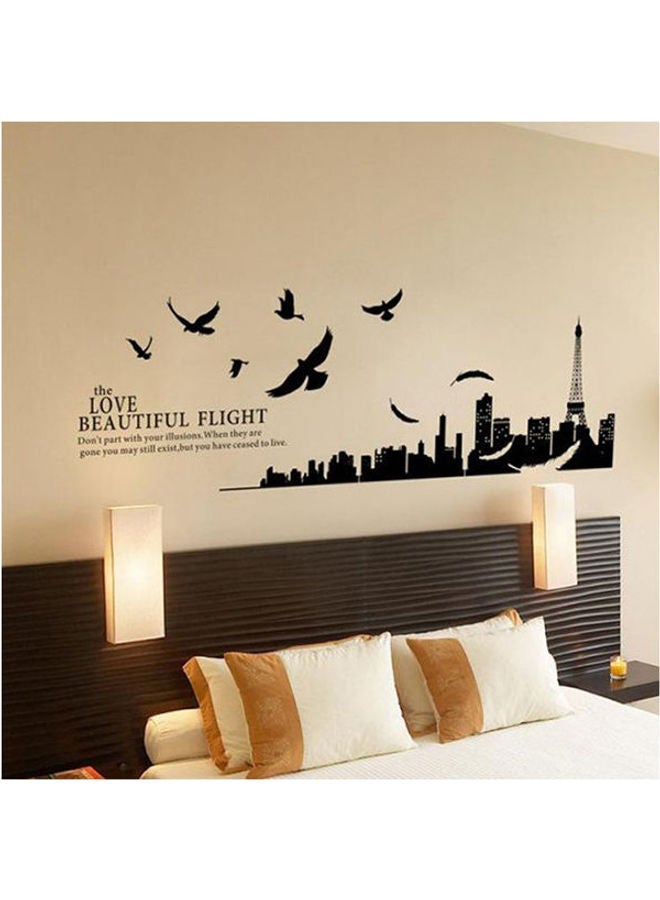 ملصق جداري قابل للإزالة بتصميم صورة ظل لمدينة باريس أسود 70X180سم - Image 1