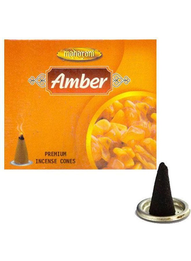 Premium Incense Cones - Amber - 20 Cones With And A Metal Plate Orangr