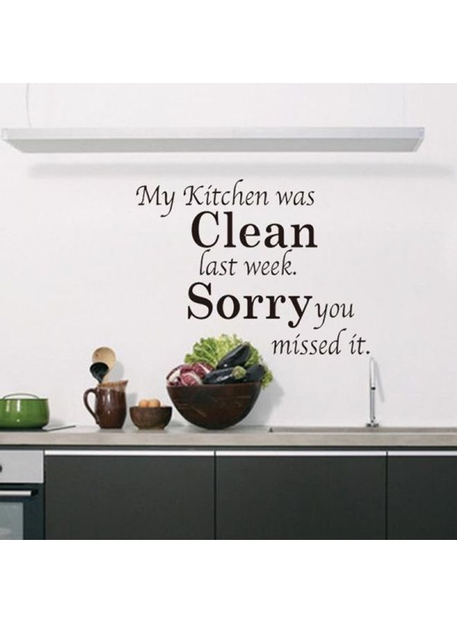 My Kitchen Was Clean Quote Word Kitchen Decoration  Removable Wall Sticker Decal Black 33X66cm - Image 2