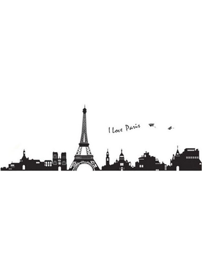 Paris Eiffel Tower Pattern Wall Sticker Living Room Bedroom TV Background Decoration Sticker PVC Material Self-Adhesive Environment Protection Home Decor Wallpaper Black 70X200cm  - Image 1
