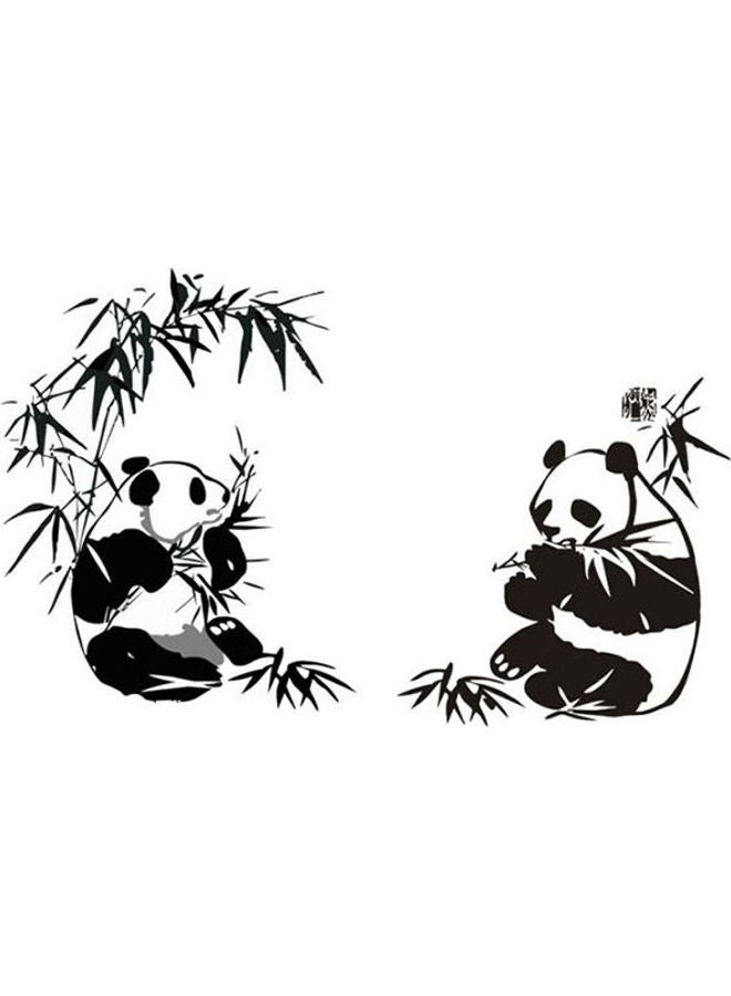 Bamboo Leaf Panda Pattern Stickers Children's Room Tv Background Decor Wall Stickers Home Decoration Removable Self-Adhesive Pvc Material Black 60X90cm - Image 1