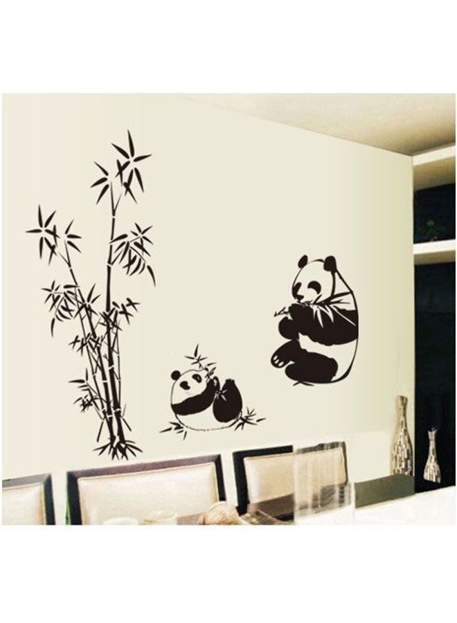 Bamboo Leaf Panda Pattern Stickers Children's Room Tv Background Decor Wall Stickers Home Decoration Removable Self-Adhesive Pvc Material Black 60X90cm - Image 2