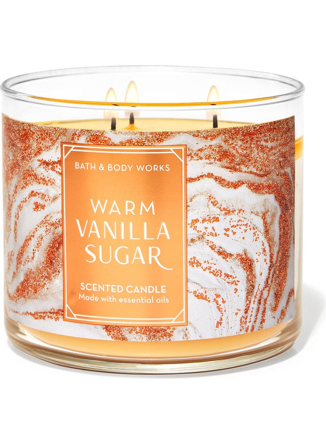 Bath & Body Works - Warm Vanilla Sugar 3-Wick Scented Candle White 411grams - Image 1