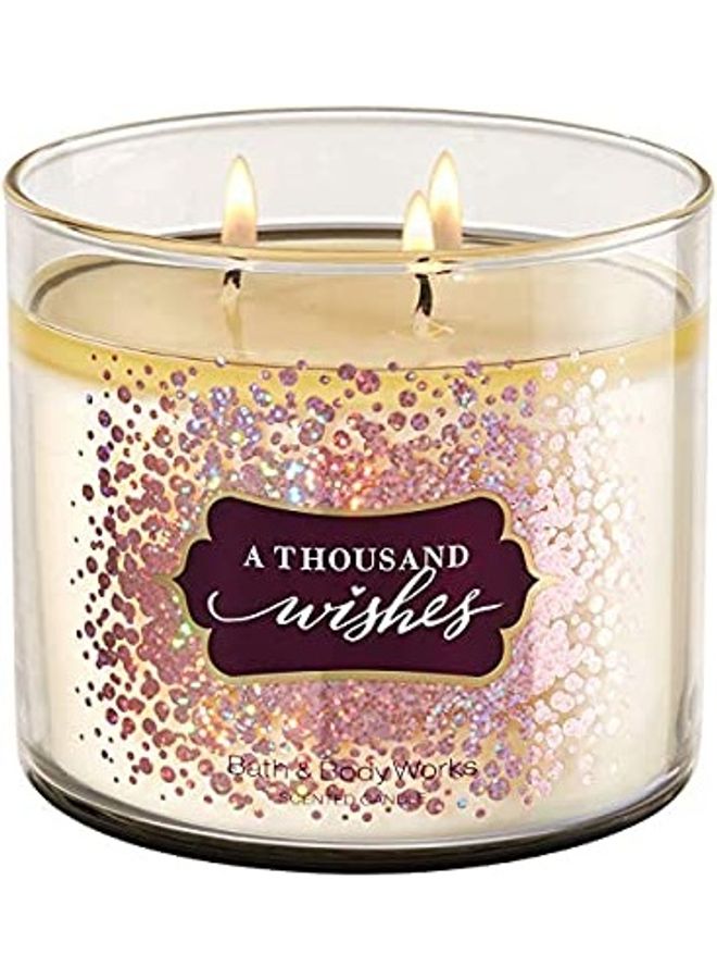 شمعة معطرة آ ثاوزند ويشيز, بثلاث فتائل أبيض/بيج 411جرام