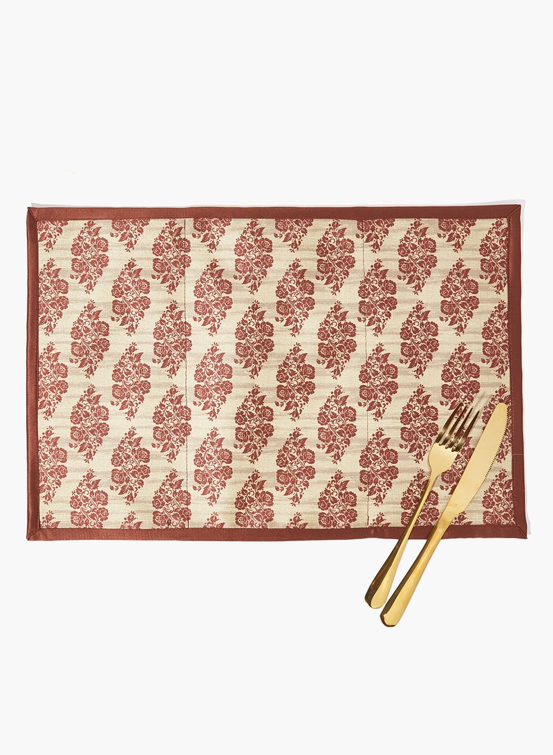 Amal - 6 Piece Placemat Set For Dining Table - Washable Dish Pad - Table Mat - Table Linen - Brown/Pink Brown/Pink 30 x 45centimeter - Image 1
