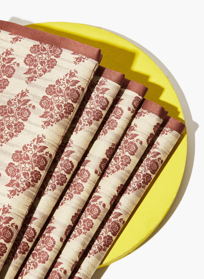 Amal - 6 Piece Placemat Set For Dining Table - Washable Dish Pad - Table Mat - Table Linen - Brown/Pink Brown/Pink 30 x 45centimeter - Image 1