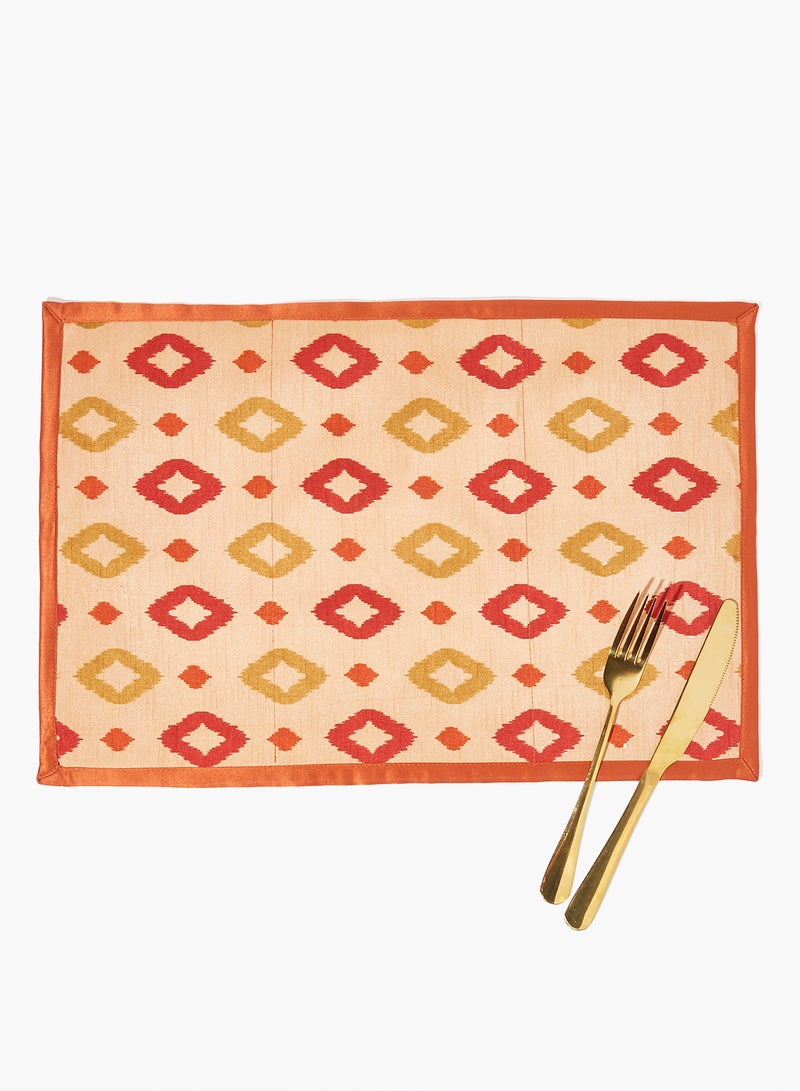 Amal - 6 Piece Placemat Set For Dining Table - Washable Dish Pad - Table Mat - Table Linen - Rust/Brown/Green Rust/Brown/Green 30 x 45centimeter - Image 1