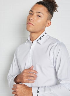 CRIMINAL DAMAGE Barb Embroidered Shirt White  - Image 1