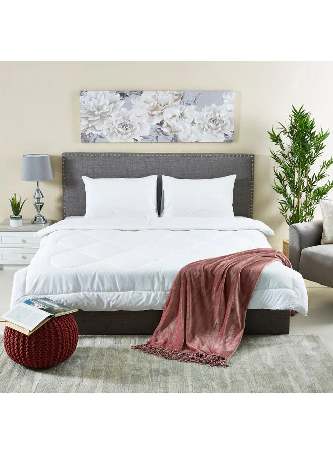 Home Box Wellington 3-Piece Solid King Comforter Set Cotton White