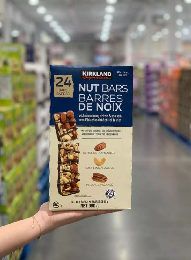 Kirkland Signature - Nut Bars With Almonds, Cashews, Pecans, Chocolate Drizzle And Sea Salt 960grams Pack of 24 - Image 1