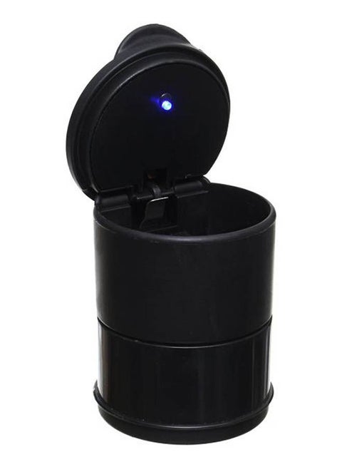 طفاية سجائر للسيارات بإضاءة LED زرقاء - قابلة للحمل - حجم حامل الأكواب - أسود