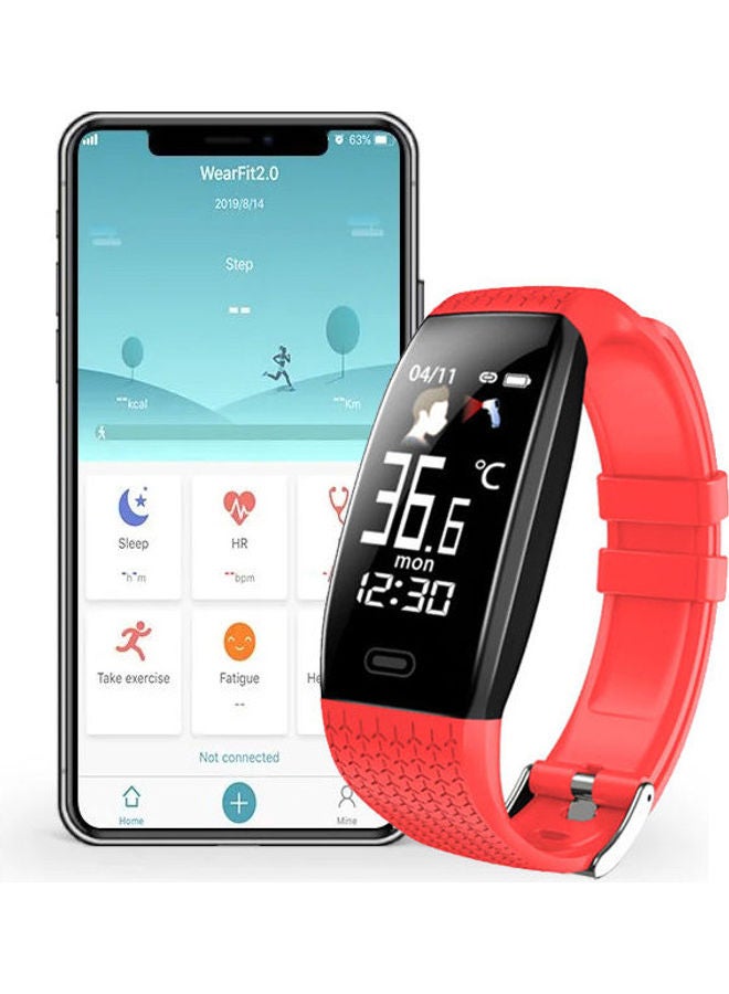T5 Silicone Smart Bracelet With Body Temperature ECG Fitness Tracker Massages & Calls Compatible With Android And IOS Red - Image 2