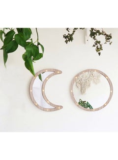 Salla Wooden Crescent Moon Pattern LED Lights White/Brown 30x3x22cm  - Image 2