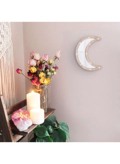 Salla Wooden Crescent Moon Pattern LED Lights White/Brown 30x3x22cm  - Image 3