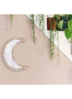 Salla Wooden Crescent Moon Pattern LED Lights White/Brown 30x3x22cm  - Image 4