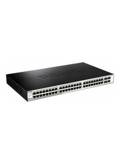 52 Port Gigabit Smart Managed Switch - 48x 10/100/1000BASE-T Ports, 4x Gigabit GbE/SFP, Advanced L2 Switching, L2+ Static Routing | DGS-1210-52 Black/Grey