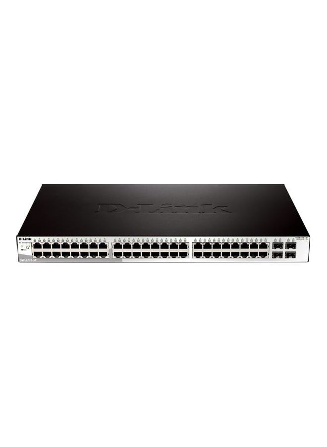 D-Link - 52 Port Gigabit Smart Managed Switch - 48x 10/100/1000BASE-T Ports, 4x Gigabit GbE/SFP, Advanced L2 Switching, L2+ Static Routing | DGS-1210-52 Black/Grey - Image 1