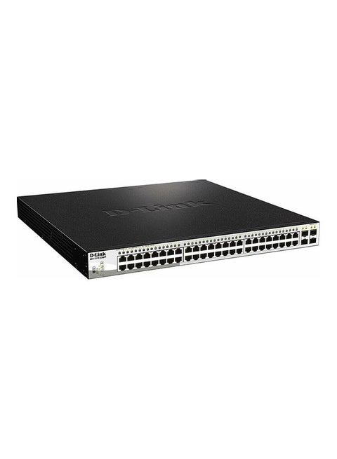 52 Port Gigabit Smart Managed Switch - 48x 10/100/1000BASE-T Ports, 4x Gigabit GbE/SFP, Advanced L2 Switching, L2+ Static Routing | DGS-1210-52 Black/Grey