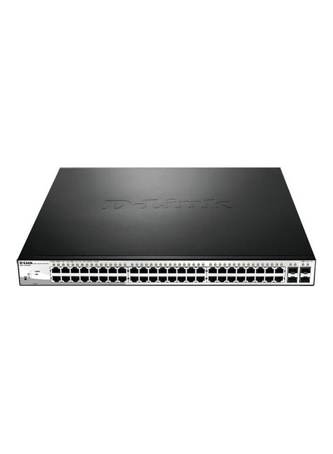 دي لينك محول جيجابايت ذكي PoE مُدار بـ 52 منفذ بما في ذلك 4 منافذ SFP و24 منفذ PoE طراز DGS-1210-52P أسود 