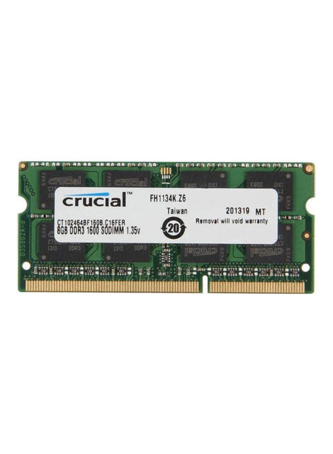 crucial - 8Gb - Ddr3/Ddr3L 1600 Mt/S (Pc3L-12800) Unbuffered Sodimm 204-Pin Memory Green - Image 1