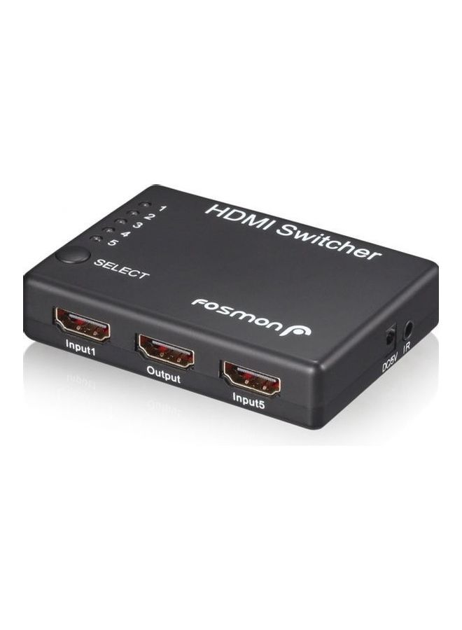 محول منافذ 5 في 1 بسويتش HDMI مع جهاز تحكم عن بُعد بالأشعة تحت الحمراء مع دعم للعرض ثلاثي الأبعاد متعدد الألوان - Image 3