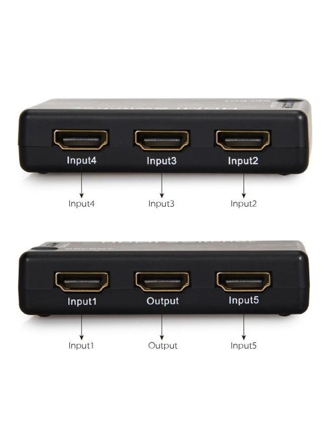 محول منافذ 5 في 1 بسويتش HDMI مع جهاز تحكم عن بُعد بالأشعة تحت الحمراء مع دعم للعرض ثلاثي الأبعاد متعدد الألوان - Image 2