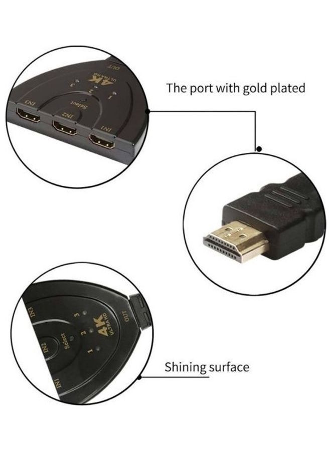 3 Port Hdmi Switch Splitter Cable 4K X 2K Multi Switcher Black - Image 2