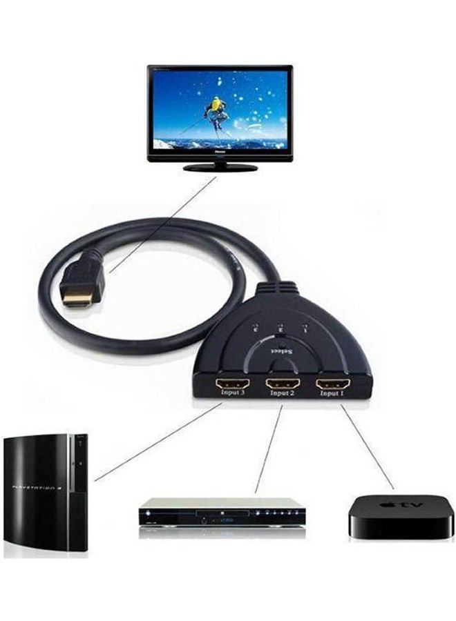 محول ومجزئ HDMI بثلاثة منافذ لأجهزة HDTV وDVD وإكس بوكس 360 متعدد الألوان