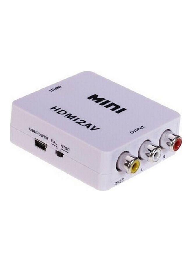 Generic - Mini Hdmi2Av Support Ntsc And Pal Output Hd Video Converter Box Hdmi To Av/Cvbs L/R Video Adapter White - Image 1