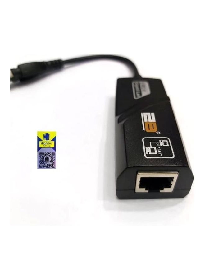 2بي محول لتوصيل منفذ USB 3.0 بمنفذ جيجابت إيثرنت يدعم 10/100/1000 ميجابت في الثانية للكمبيوتر أسود - Image 2