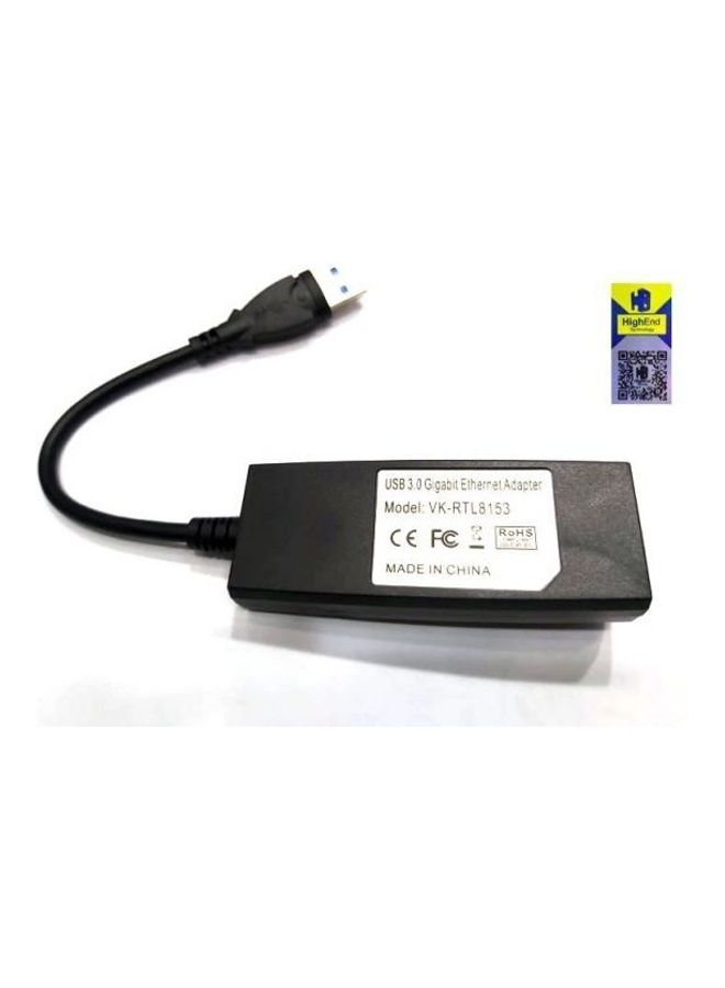 2بي محول لتوصيل منفذ USB 3.0 بمنفذ جيجابت إيثرنت يدعم 10/100/1000 ميجابت في الثانية للكمبيوتر أسود - Image 3