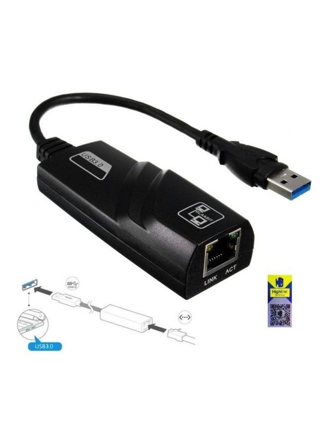 Generic - Usb 3.0 Gigabit Ethernet Adapter Supports 10/100/1000Mbps Black - Image 1