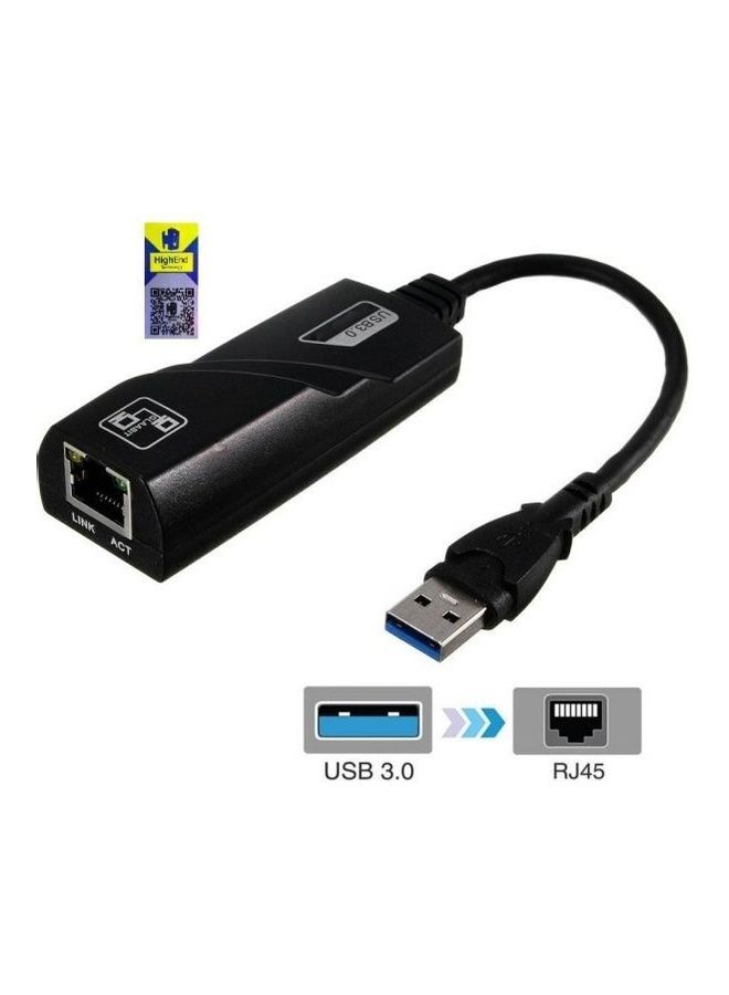 Generic - Usb 3.0 Gigabit Ethernet Adapter Supports 10/100/1000Mbps Black - Image 1