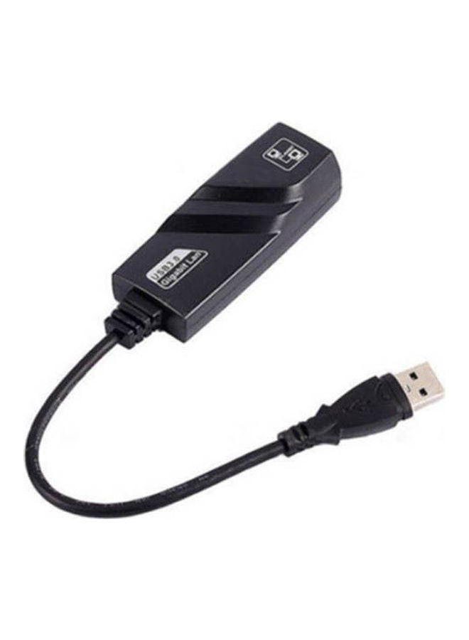 محول شبكة من USB 3.0 إلى جيجابت إيثرنت RJ45 LAN بسرعة 1000 ميجابت في الثانية. أسود - Image 1