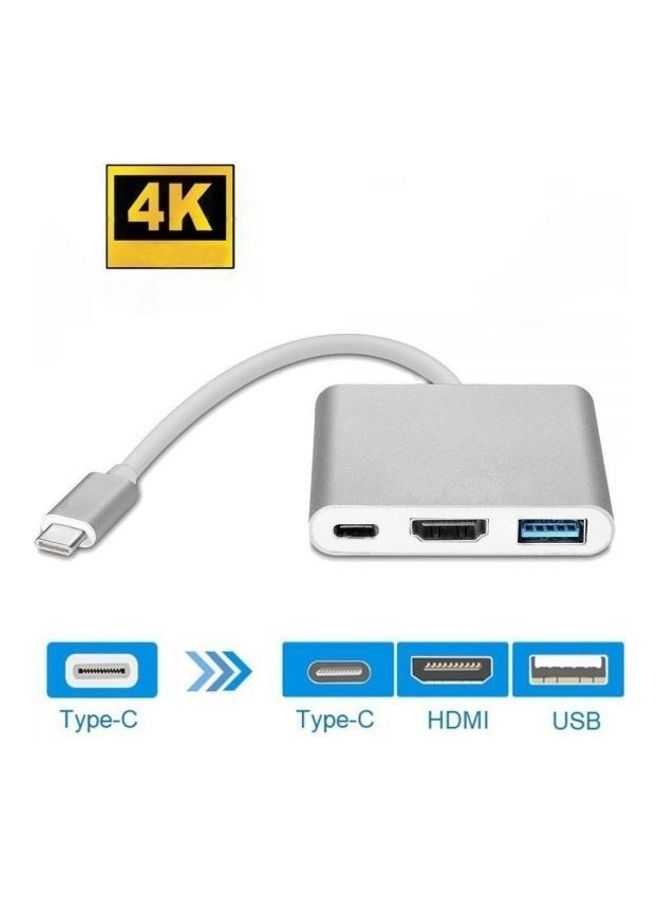 Generic - Usb C To Hdmi 4K Adapter Hub Cable Type C Usb 3.0 Converter For Macbook Chromebook Samsung S8 5Gbps White - Image 1