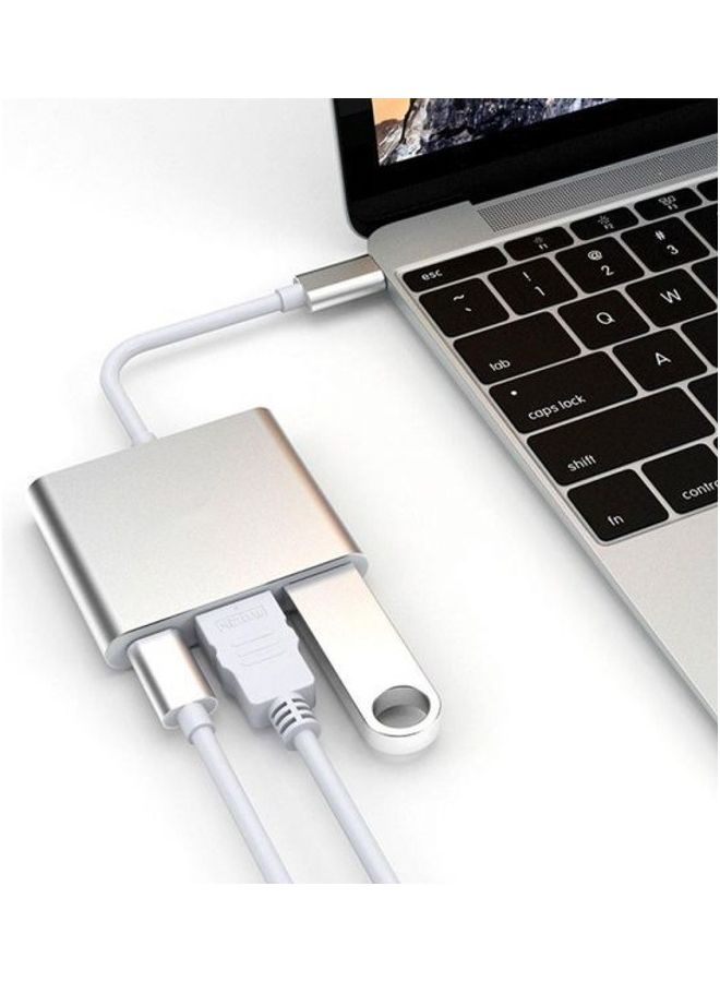 Generic - Usb C To Hdmi 4K Adapter Hub Cable Type C Usb 3.0 Converter For Macbook Chromebook Samsung S8 5Gbps White - Image 1