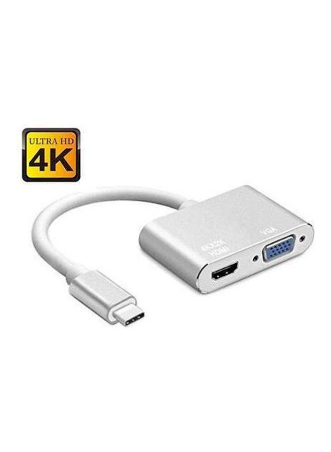 محول فيديو من USB-C إلى HDMI 4K وVGA، من USB 3.1 Type-C إلى VGA HDMI أبيض - Image 2