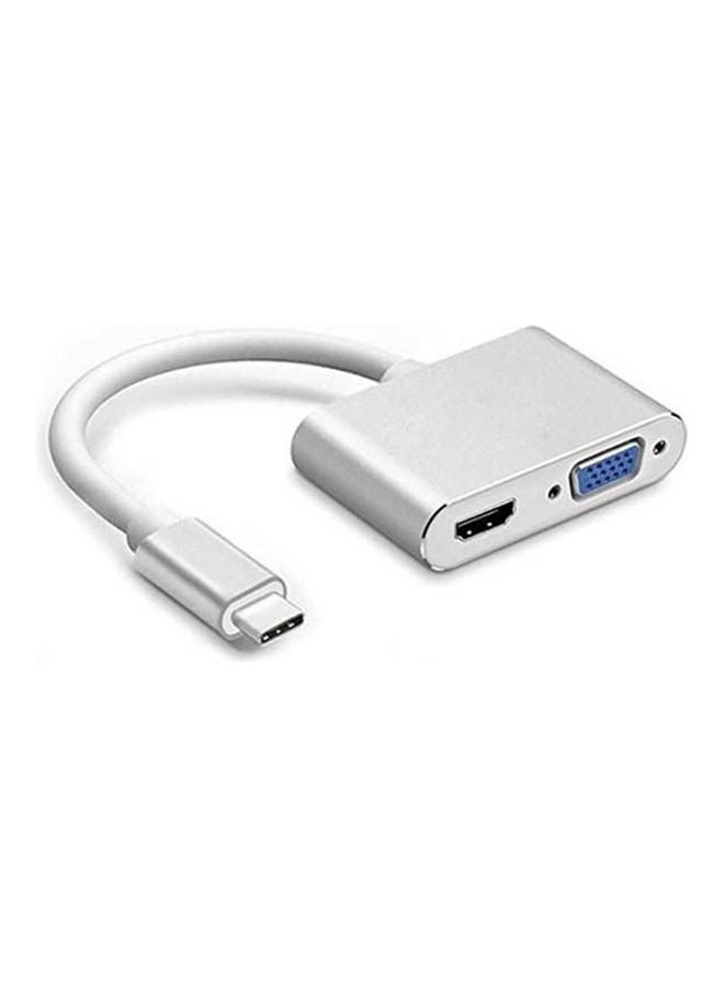 Generic - Usb C To Hdmi And Vga Adapter White - Image 1