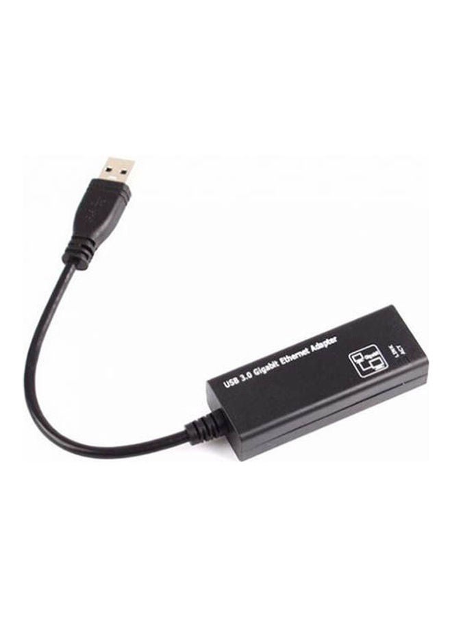 محول شبكة إيثرنت صغير بمنفذ USB 3.0 من منفذ USB إلى منفذ RJ45 للشبكة المحلية أسود