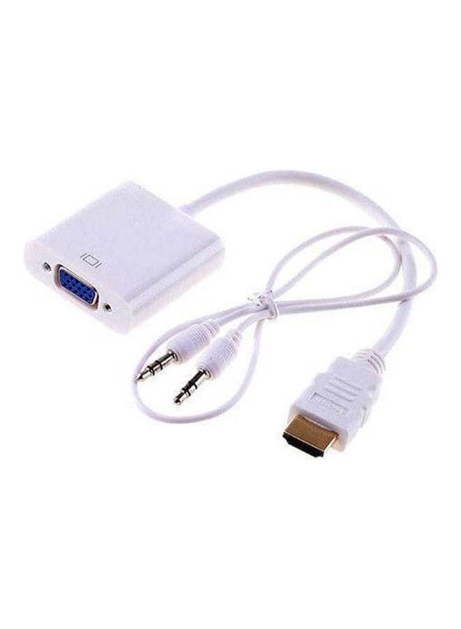 1080P Hdmi Male To Vga Female Video Adapter Converter Cable With 3.5Mm Audio Out Cable White