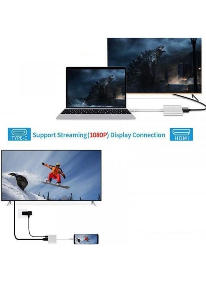 Usb C To Hdmi Adapter Type C To Hdmi With Usb 3.0 Port And Usb C Charging Port Compatible With Macbook Chrome Book Pixel Dell Galaxy S8 S9 Note 8 9 White