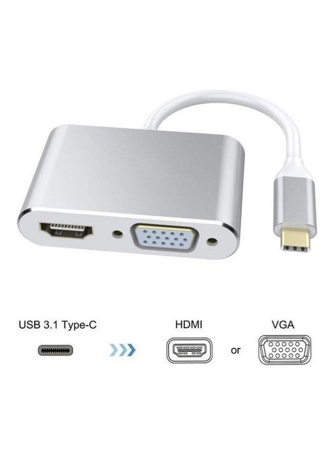 Usb C To Hdmi 4K Vga Adapter, Usb 3.1 Type C To Vga Hdmi Uhd Video Converter For 2018 Ipad Pro/Macbook Pro/Chromebook/Lenovo 900/Dell Xps/Samsung Galaxy S8 S9 Silver  - Image 2